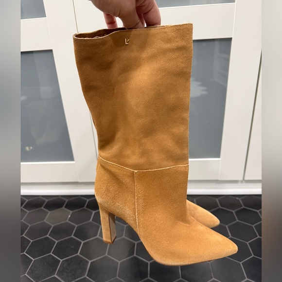 Larroude Cindy Pointed Toe High Heel Boots Women's 8.5 Toasted Pull On